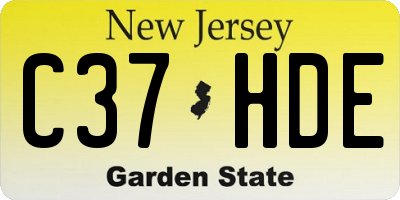 NJ license plate C37HDE