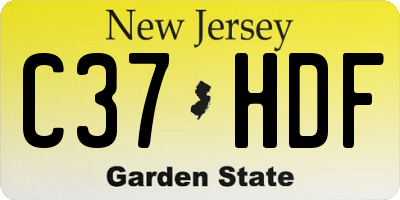 NJ license plate C37HDF