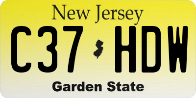 NJ license plate C37HDW
