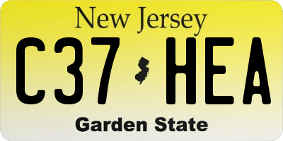 NJ license plate C37HEA