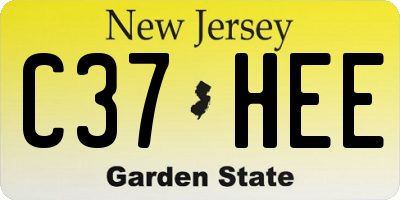 NJ license plate C37HEE