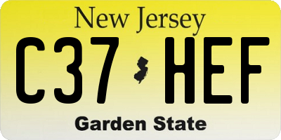 NJ license plate C37HEF
