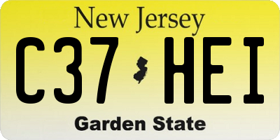 NJ license plate C37HEI