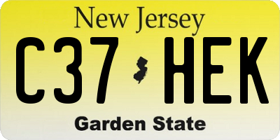 NJ license plate C37HEK