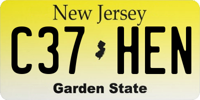 NJ license plate C37HEN