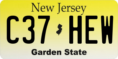 NJ license plate C37HEW