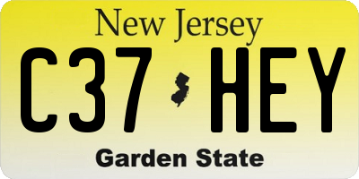 NJ license plate C37HEY