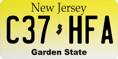 NJ license plate C37HFA