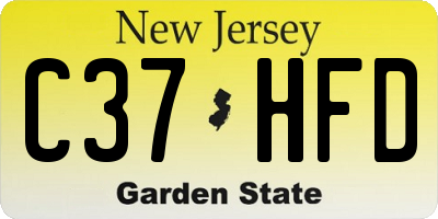 NJ license plate C37HFD