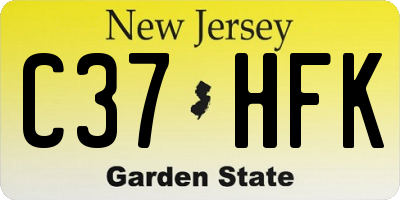 NJ license plate C37HFK
