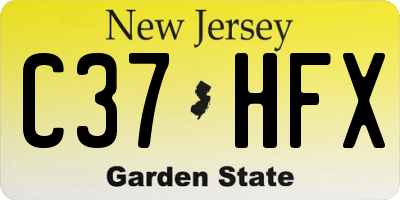 NJ license plate C37HFX