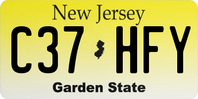NJ license plate C37HFY