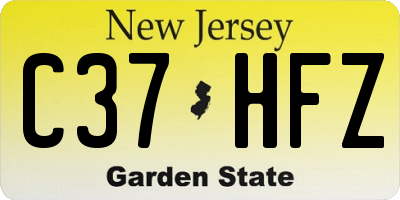 NJ license plate C37HFZ