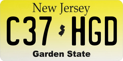 NJ license plate C37HGD