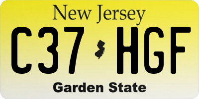 NJ license plate C37HGF