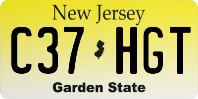 NJ license plate C37HGT