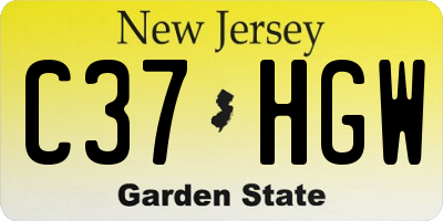 NJ license plate C37HGW