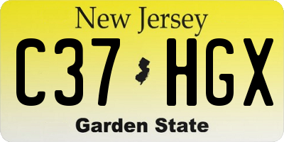 NJ license plate C37HGX