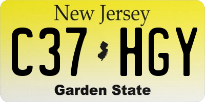 NJ license plate C37HGY