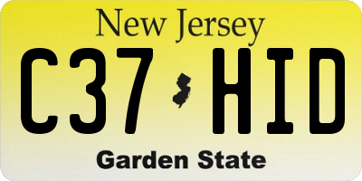 NJ license plate C37HID