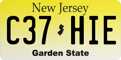 NJ license plate C37HIE