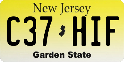 NJ license plate C37HIF