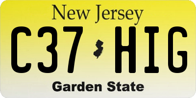 NJ license plate C37HIG