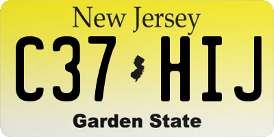 NJ license plate C37HIJ