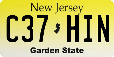 NJ license plate C37HIN