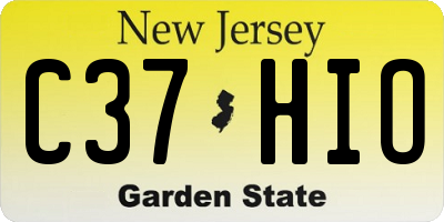 NJ license plate C37HIO
