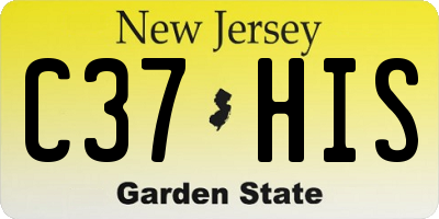 NJ license plate C37HIS