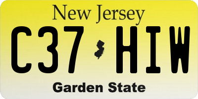 NJ license plate C37HIW