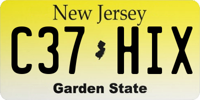 NJ license plate C37HIX