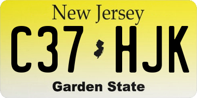NJ license plate C37HJK