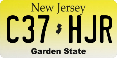 NJ license plate C37HJR