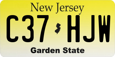 NJ license plate C37HJW