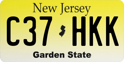 NJ license plate C37HKK