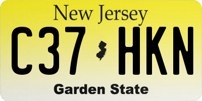 NJ license plate C37HKN