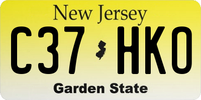 NJ license plate C37HKO