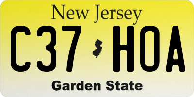 NJ license plate C37HOA