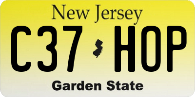 NJ license plate C37HOP