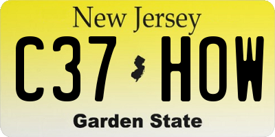 NJ license plate C37HOW