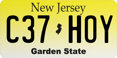 NJ license plate C37HOY