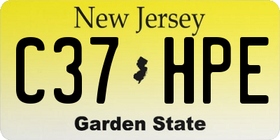 NJ license plate C37HPE