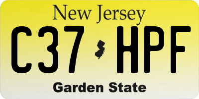 NJ license plate C37HPF