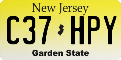 NJ license plate C37HPY