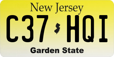 NJ license plate C37HQI