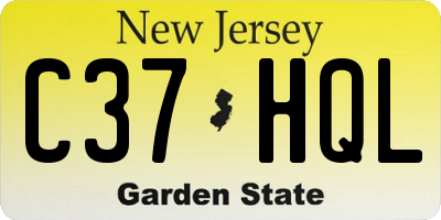 NJ license plate C37HQL