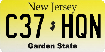 NJ license plate C37HQN