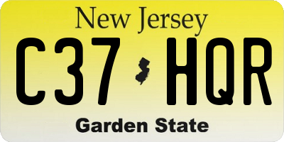 NJ license plate C37HQR